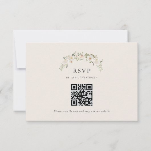 Carte de réponse QR code pour mariage avec jardin (Devant)