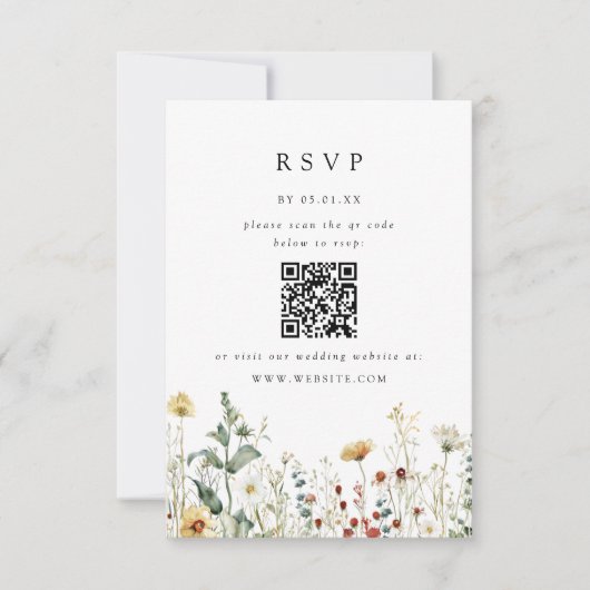 Carte de réponse QR Code pour mariage champêtre de (Devant)