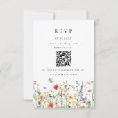 Carte de réponse QR Code pour mariage floral aquar (Devant)