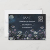 Carte de réponse QR Code pour mariage floral sombr (Devant)