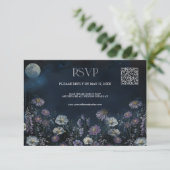 Carte de réponse QR Code pour mariage floral sombr (Debout devant)