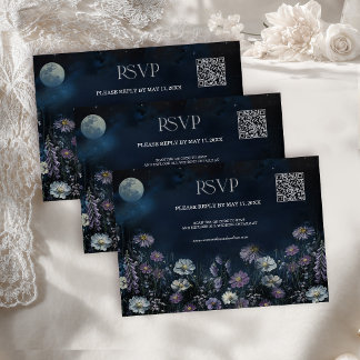 Carte de réponse QR Code pour mariage floral sombr
