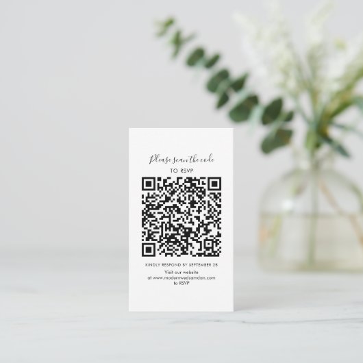 Carte de réponse QR Code pour mariage moderne (Debout devant)