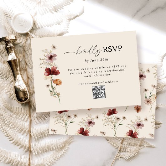 Carte de réponse QR Code pour un mariage automnal