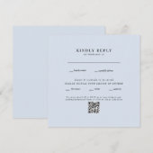 Carte de réponse QR Code RSVP mariage bleu poussié (Devant / Derrière)
