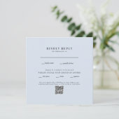 Carte de réponse QR Code RSVP mariage bleu poussié (Debout devant)