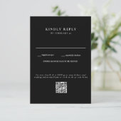 Carte de réponse QR Code RSVP mariage moderne B/N (Debout devant)