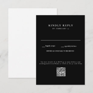 Carte de réponse QR Code RSVP mariage moderne B/N