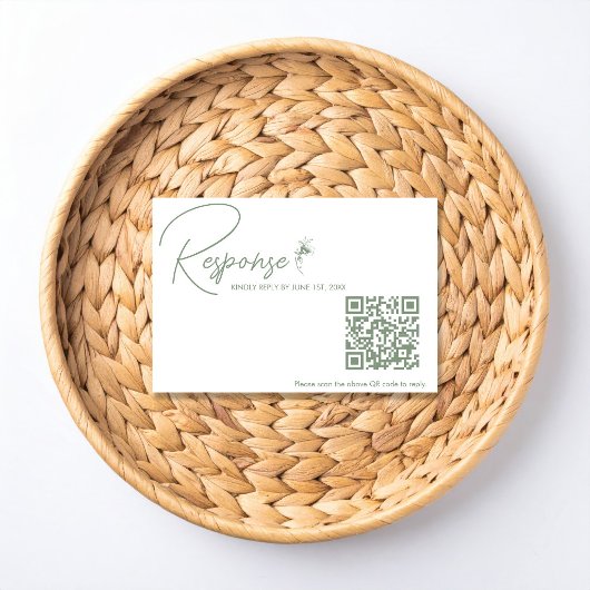 Carte de réponse QR Code Toile Vert Sauge 