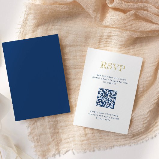 Carte de réponse QR Code verticale en or simplemen