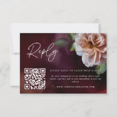Carte de réponse QR du Mariage floral rustique fon (Devant)