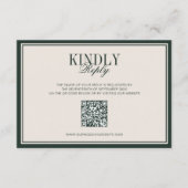 Carte de réponse QR Mariage Argent Classique Vert (Devant)