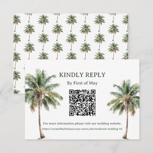 Carte de réponse QR Palmiers Tropicaux (Devant / Derrière)