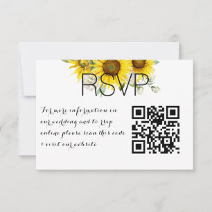 Carte de réponse QR photo mariage tournesol rose
