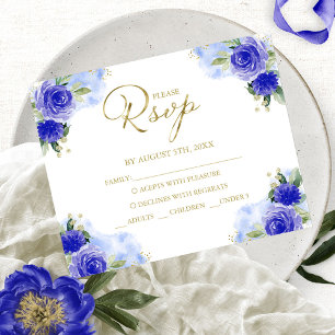 Carte de réponse Quinceanera bleu royal Budget