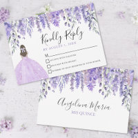 Carte de réponse Quinceanera lavande violet floral