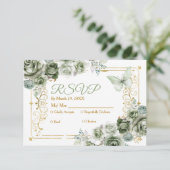 Carte de réponse Quinceañera Or & Vert Sauge Mexic (Debout devant)