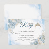 Carte de réponse Quinceanera Rose bleu Dusty (Devant / Derrière)