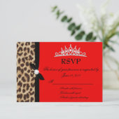 carte de réponse Quinceanera rouge léopard (Debout devant)
