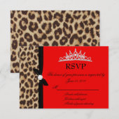 carte de réponse Quinceanera rouge léopard (Devant / Derrière)