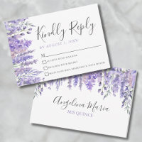 Carte de réponse Quinceanera Violet Floral
