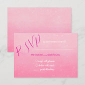 Carte de réponse Quinceñera Rose Pailleté (Devant / Derrière)