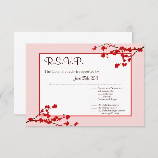 Carte de réponse R.S.V.P 3.5x5 Red Chercher Blosso (Devant / Derrière)