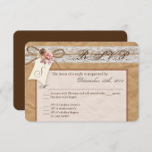 Carte de réponse R.S.V.P. 3x5 Kraft Paper Lace Twi (Devant / Derrière)
