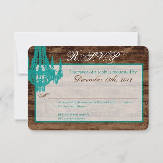 Carte de réponse R.S.V.P 3x5 Western Rustic Chande (Devant)