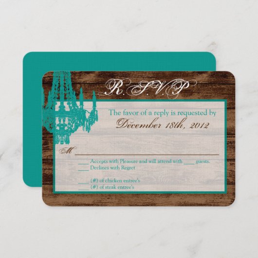 Carte de réponse R.S.V.P 3x5 Western Rustic Chande (Devant / Derrière)