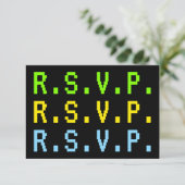 Carte de réponse "R.S.V.P." style numérique et gee (Debout devant)