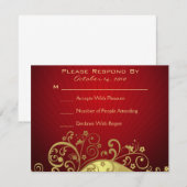 Carte de réponse Red et Gold Swirl (Devant / Derrière)
