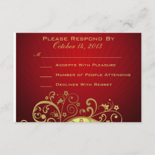 Carte de réponse Red et Gold Swirl