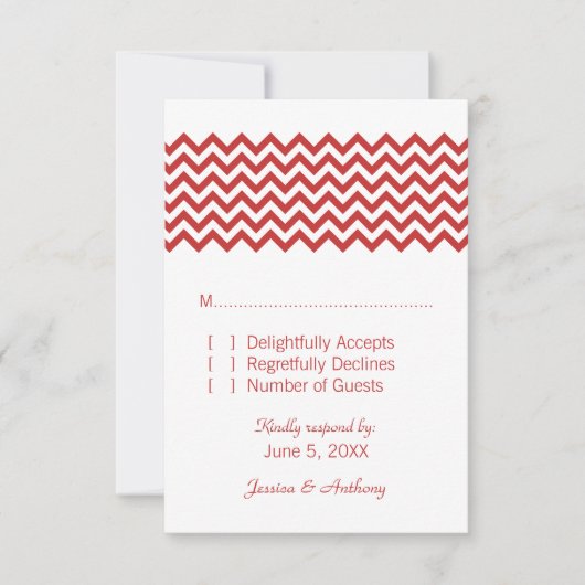 Carte de réponse Red Simple Chevron (Devant)