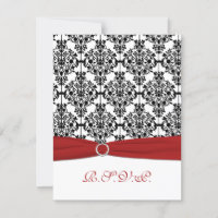 Carte de réponse Red, White et Black Damask II