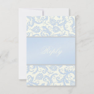 Carte de réponse Regal Blue et Ivory Damask