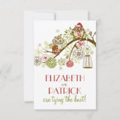 Carte de réponse rétro hivernale avec hiboux pour  (Dos)