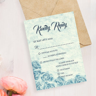 Carte de réponse romantique bleue florale pour mar