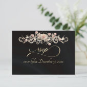 Carte de réponse romantique Rose Arc - Noir (Debout devant)