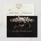 Carte de réponse romantique Rose Arc - Noir (Devant / Derrière)