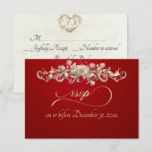 Carte de réponse romantique Rose Arc - Rouge (Devant / Derrière)
