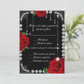 Carte de réponse Romantique Roses Rouges Et Diaman (Debout devant)