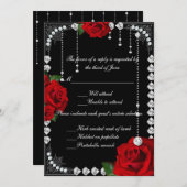 Carte de réponse Romantique Roses Rouges Et Diaman (Devant / Derrière)