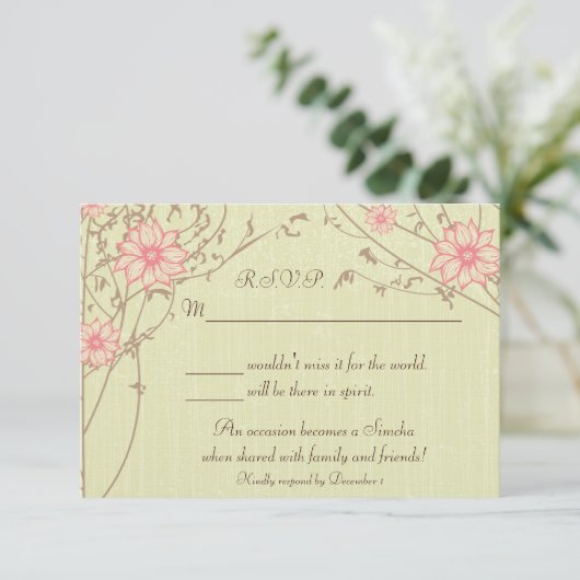 Carte de réponse rose (Debout devant)