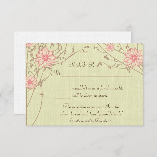 Carte de réponse rose (Devant / Derrière)