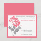 Carte de réponse rose corail avec carte grise (Devant / Derrière)