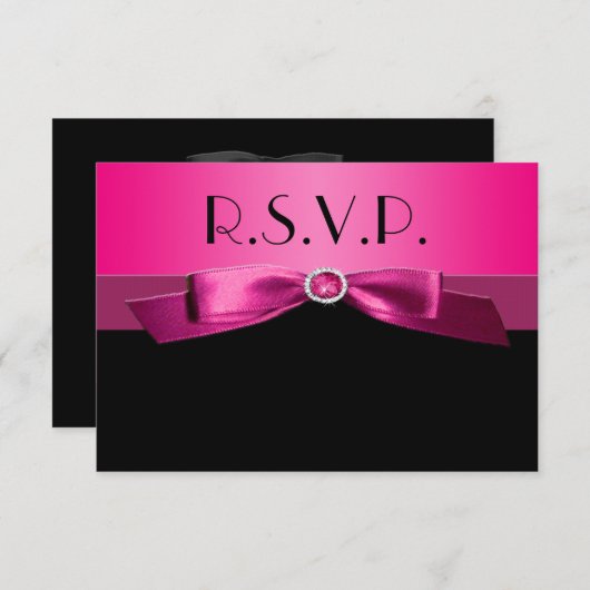 Carte de réponse rose et noire (Devant / Derrière)