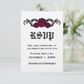 Carte de réponse Rose Gothique Swirl, Fuchsia (Debout devant)