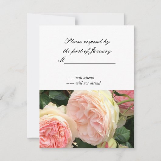 Carte de réponse Rose rose et crème (Devant)