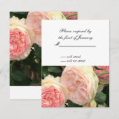 Carte de réponse Rose rose et crème (Devant / Derrière)